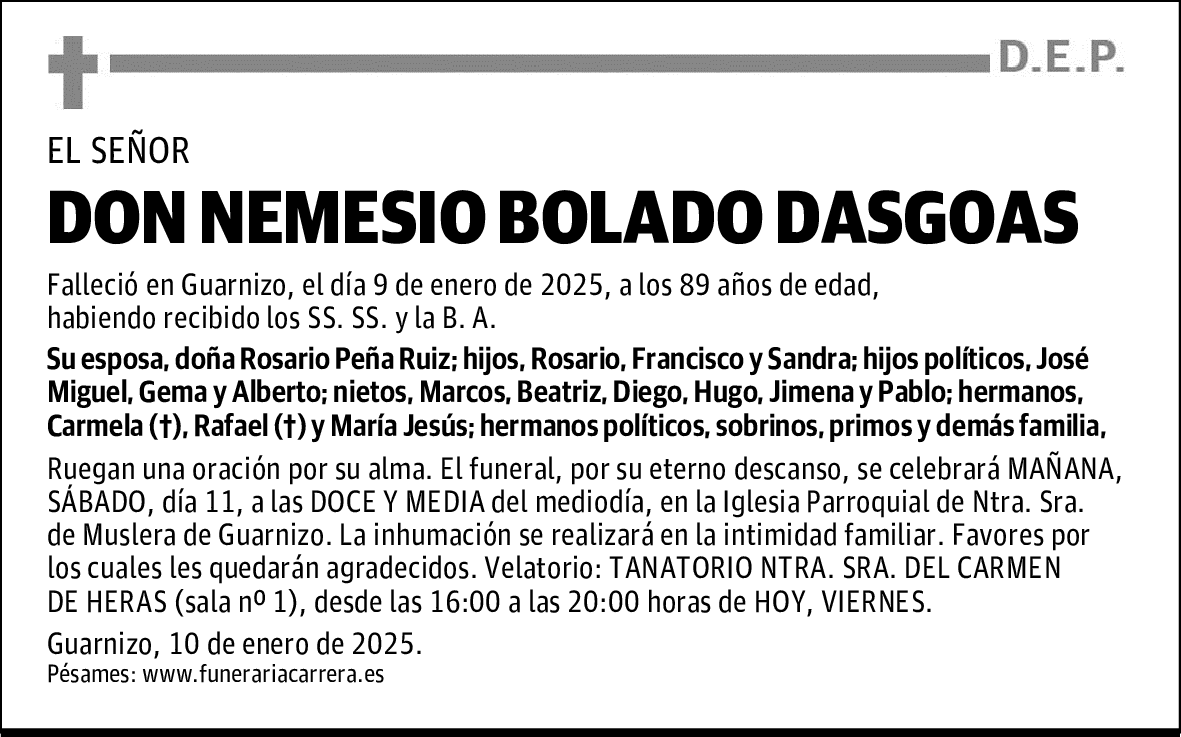 DON NEMESIO BOLADO DASGOAS