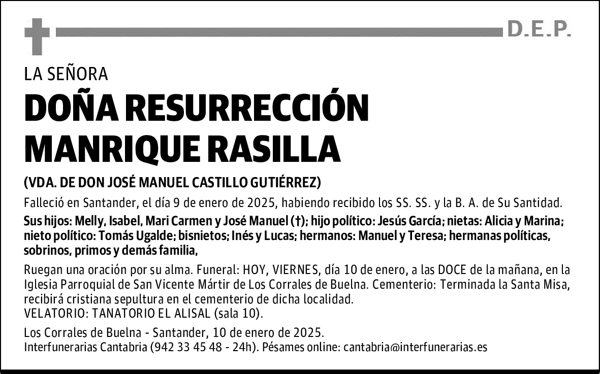 DOÑA RESURRECCIÓN MANRIQUE RASILLA