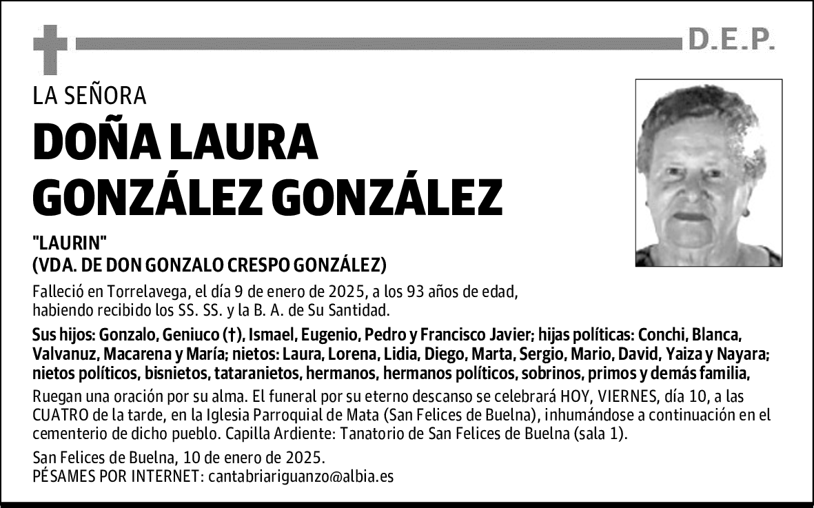 DOÑA LAURA GONZÁLEZ GONZÁLEZ