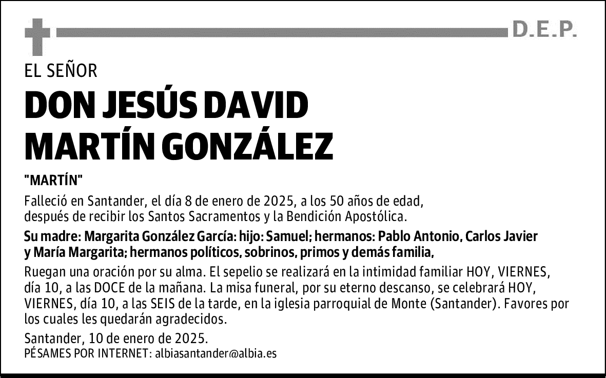 DON JESÚS DAVID MARTÍN GONZÁLEZ