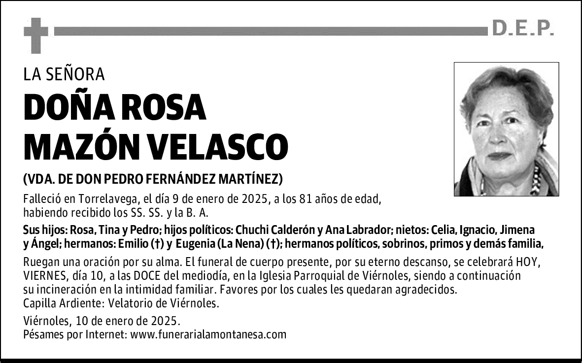 DOÑA ROSA MAZÓN VELASCO