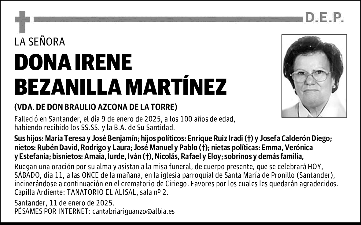 DONA IRENE BEZANILLA MARTÍNEZ