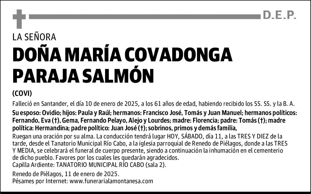 DOÑA MARÍA COVADONGA PARAJA SALMÓN