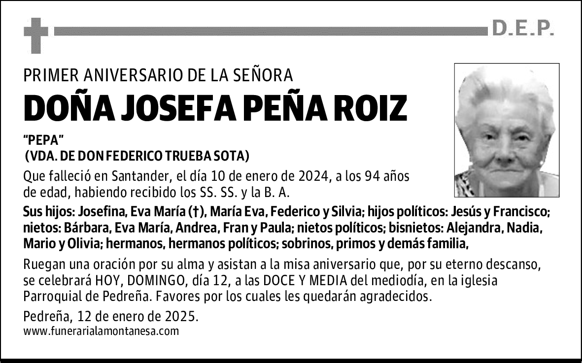 DOÑA JOSEFA PEÑA ROIZ