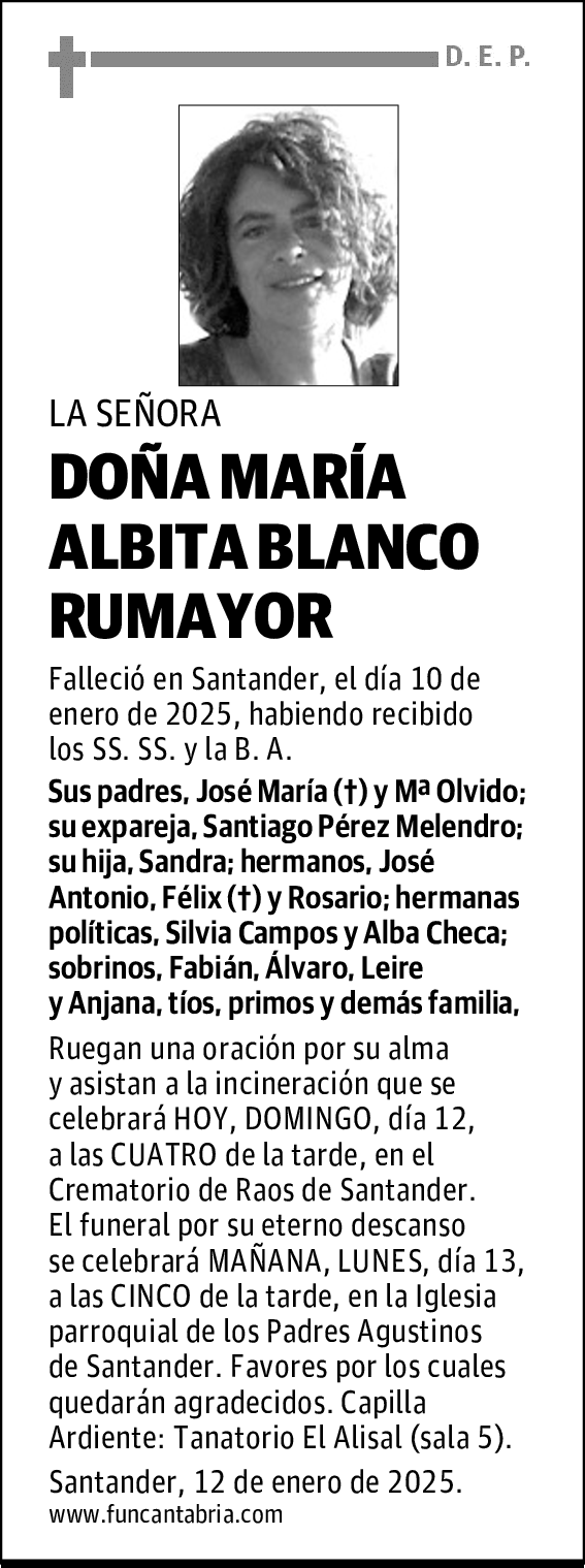 DOÑA MARÍA ALBITA BLANCO RUMAYOR