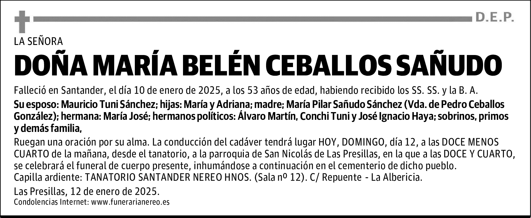 DOÑA MARÍA BELÉN CEBALLOS SAÑUDO