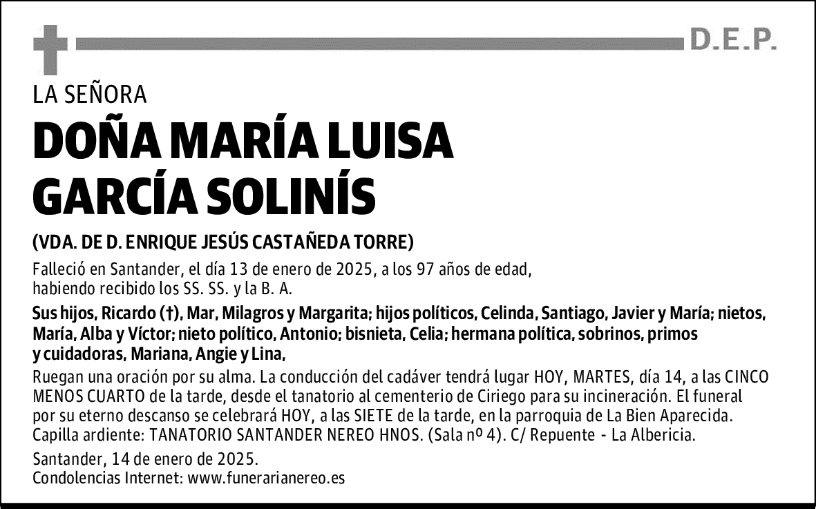 DOÑA MARÍA LUISA GARCÍA SOLINÍS