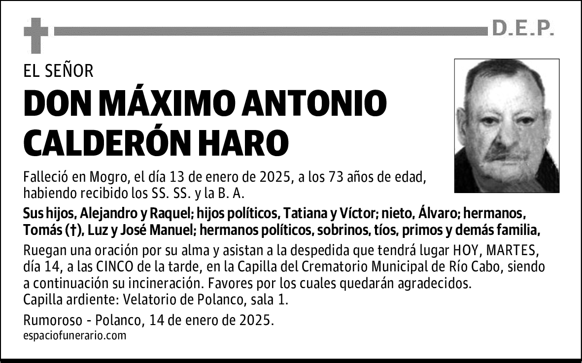 DON MÁXIMO ANTONIO CALDERÓN HARO