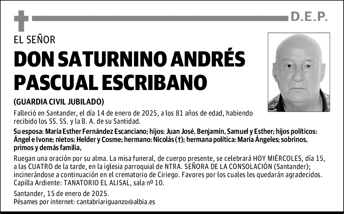 DON SATURNINO ANDRÉS PASCUAL ESCRIBANO