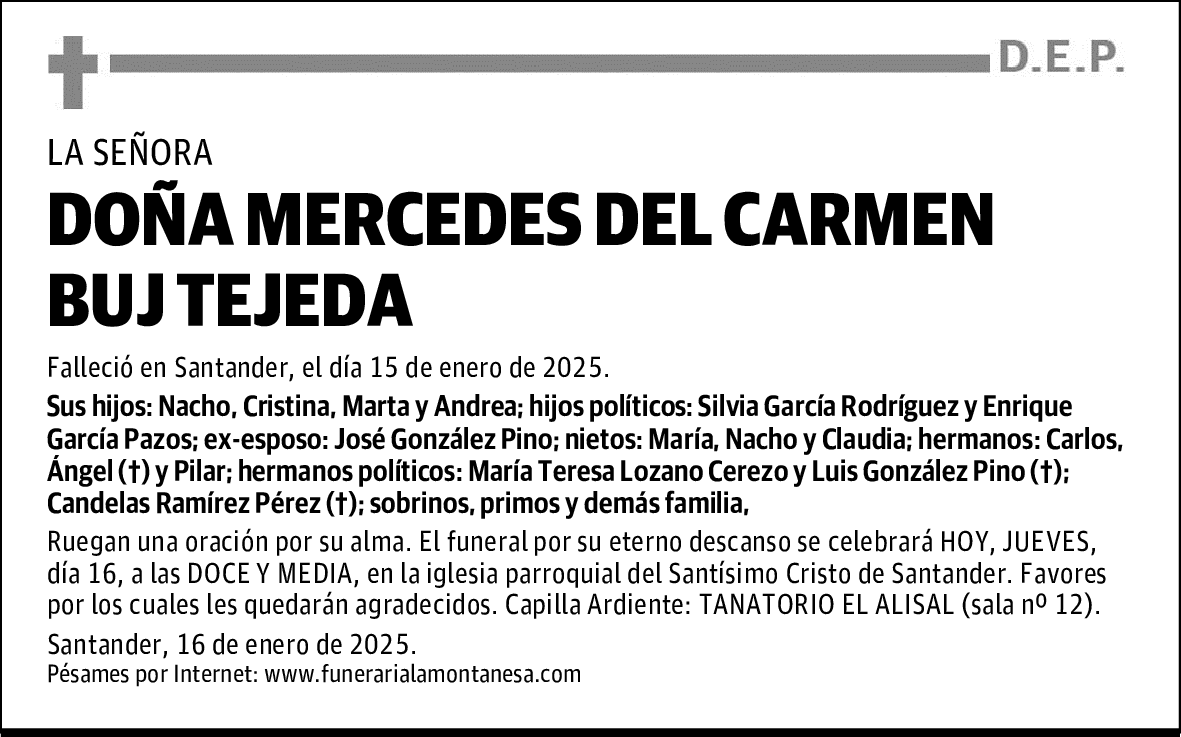 DOÑA MERCEDES DEL CARMEN BUJ TEJEDA