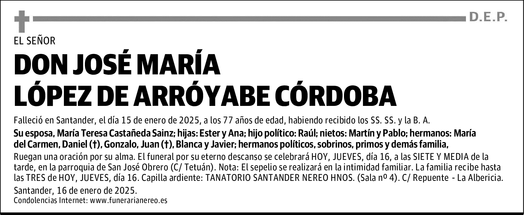 DON JOSÉ MARÍA LÓPEZ DE ARRÓYABE CÓRDOBA