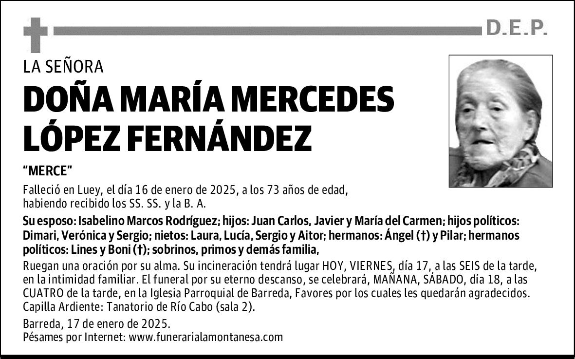 DOÑA MARÍA MERCEDES LÓPEZ FERNÁNDEZ