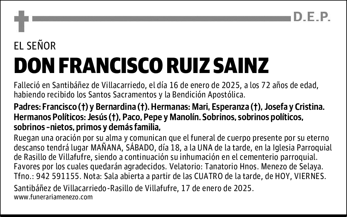 DON FRANCISCO RUIZ SAINZ