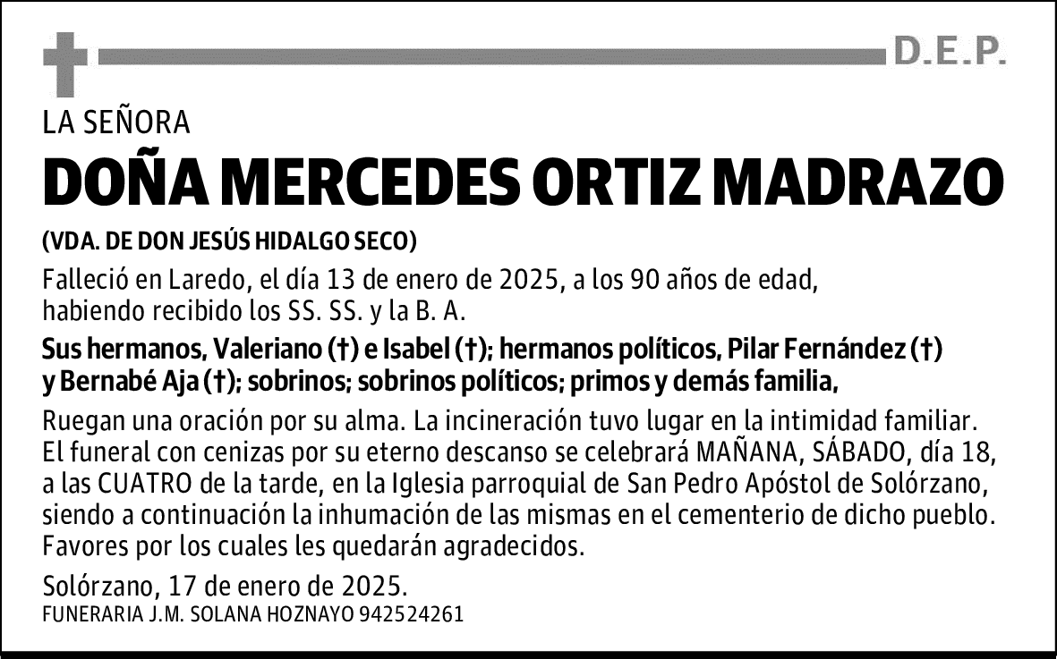 DOÑA MERCEDES ORTIZ MADRAZO