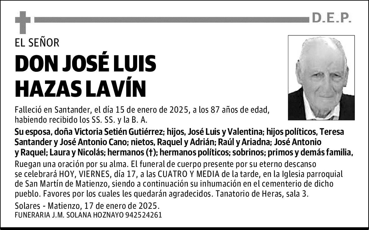 DON JOSÉ LUIS HAZAS LAVÍN