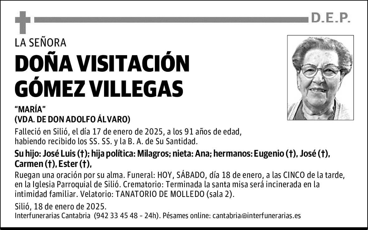 DOÑA VISITACIÓN GÓMEZ VILLEGAS