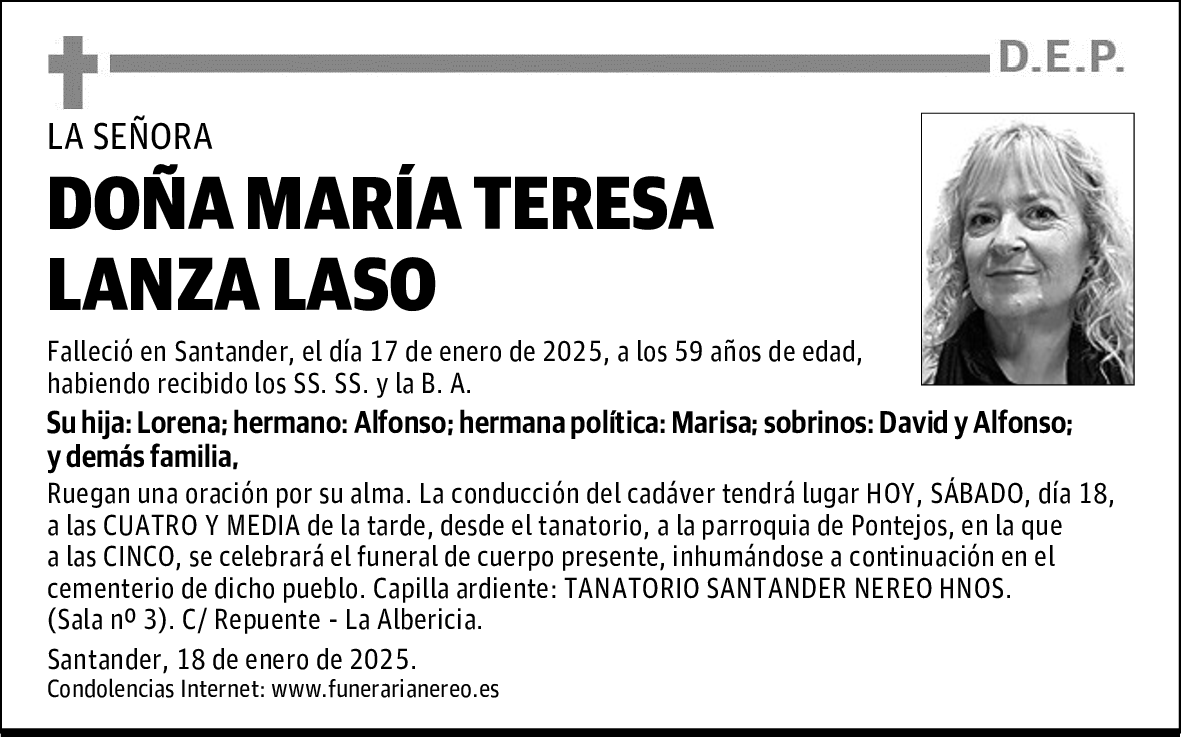 DOÑA MARÍA TERESA LANZA LASO