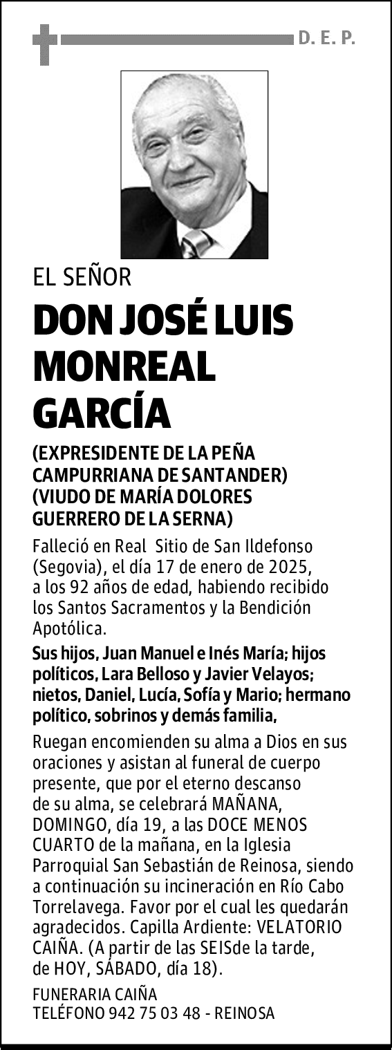 DON JOSÉ LUIS MONREAL GARCÍA