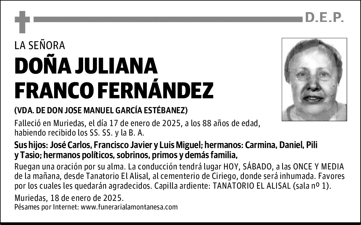 DOÑA JULIANA FRANCO FERNÁNDEZ