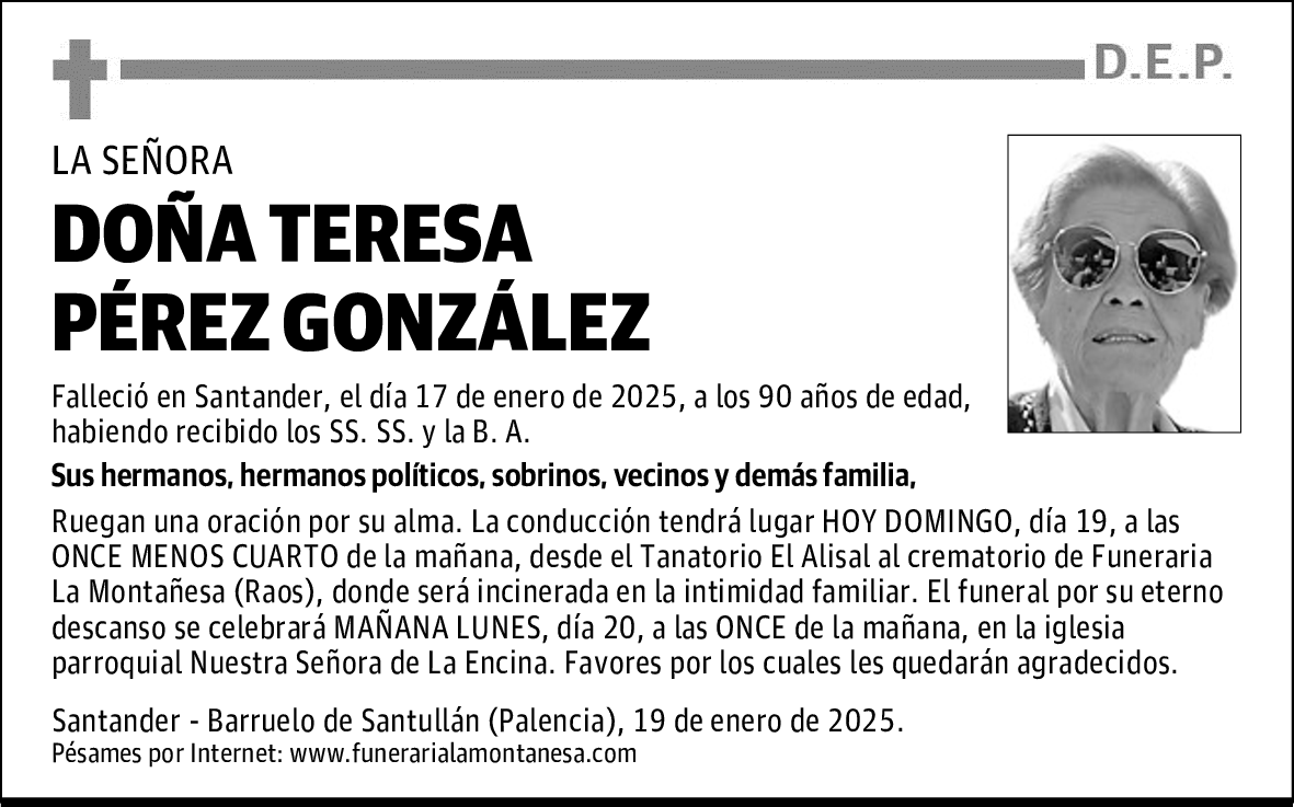 DOÑA TERESA PÉREZ GONZÁLEZ