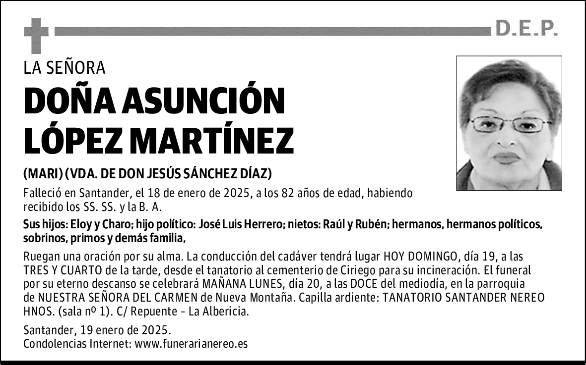 DOÑA ASUNCIÓN LÓPEZ MARTÍNEZ