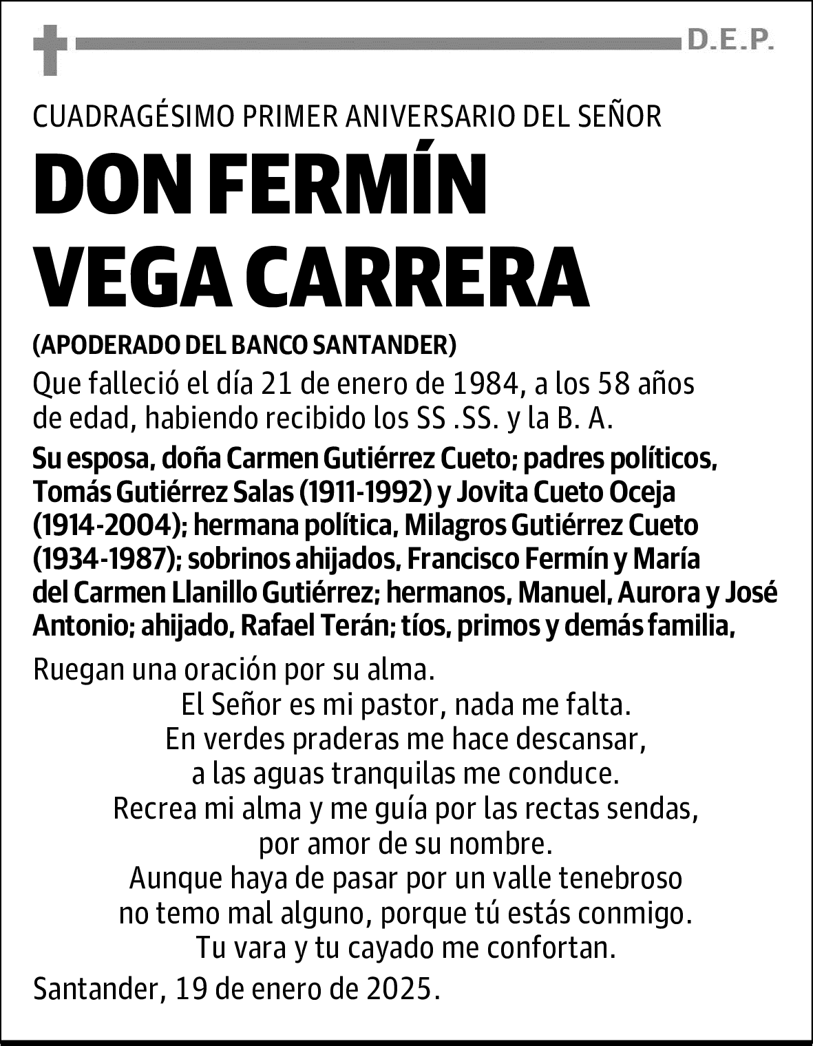 DON FERMÍN VEGA CARRERA