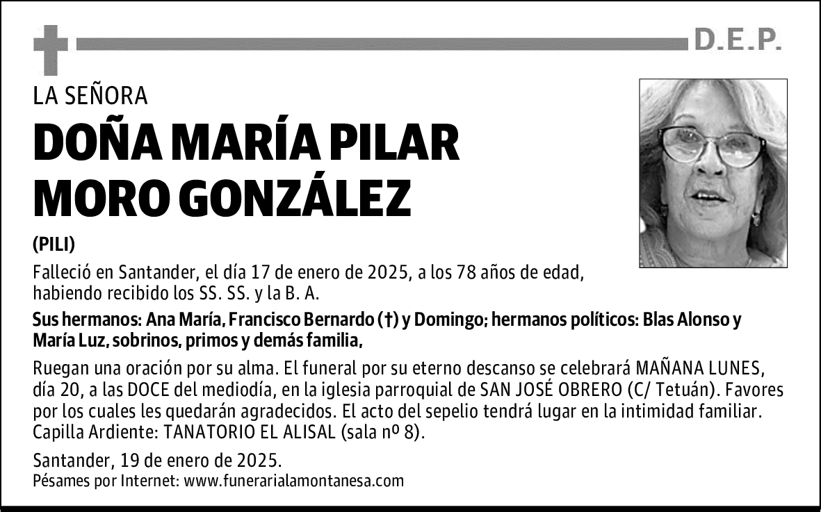 DOÑA MARÍA PILAR MORO GONZÁLEZ