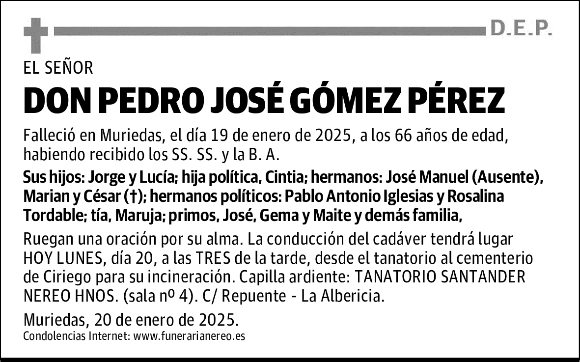 DON PEDRO JOSÉ GÓMEZ PÉREZ