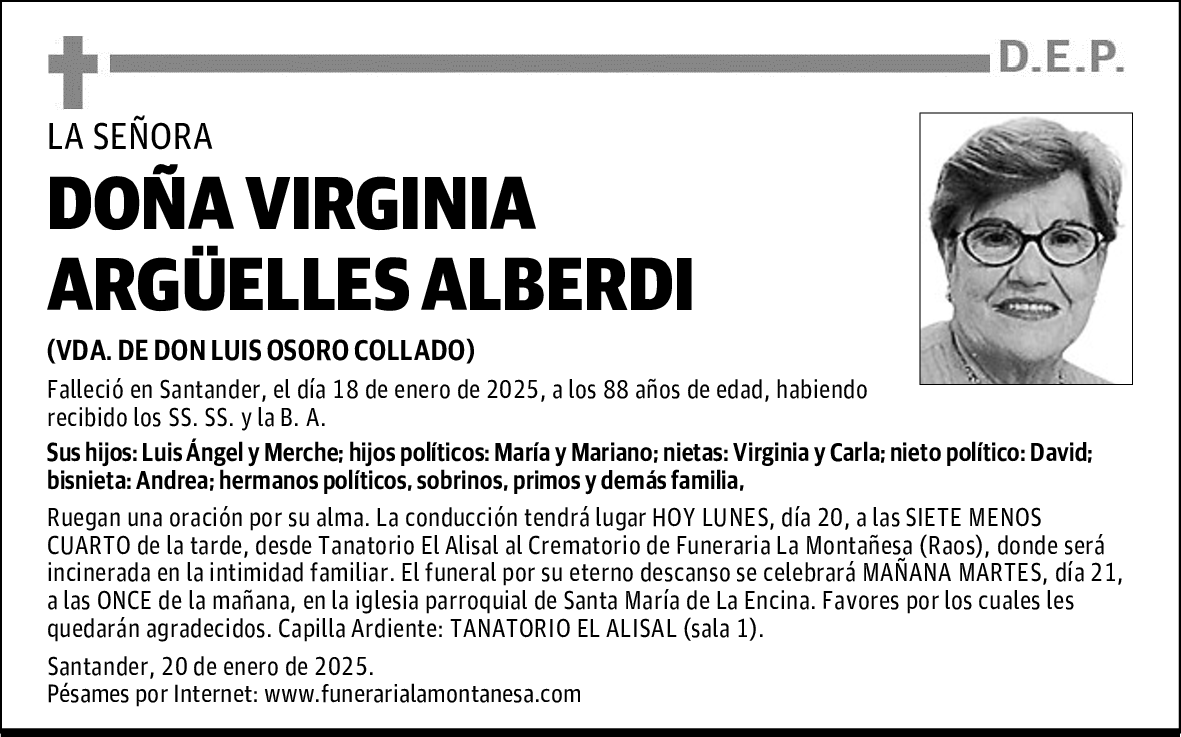 DOÑA VIRGINIA ARGÜELLES ALBERDI