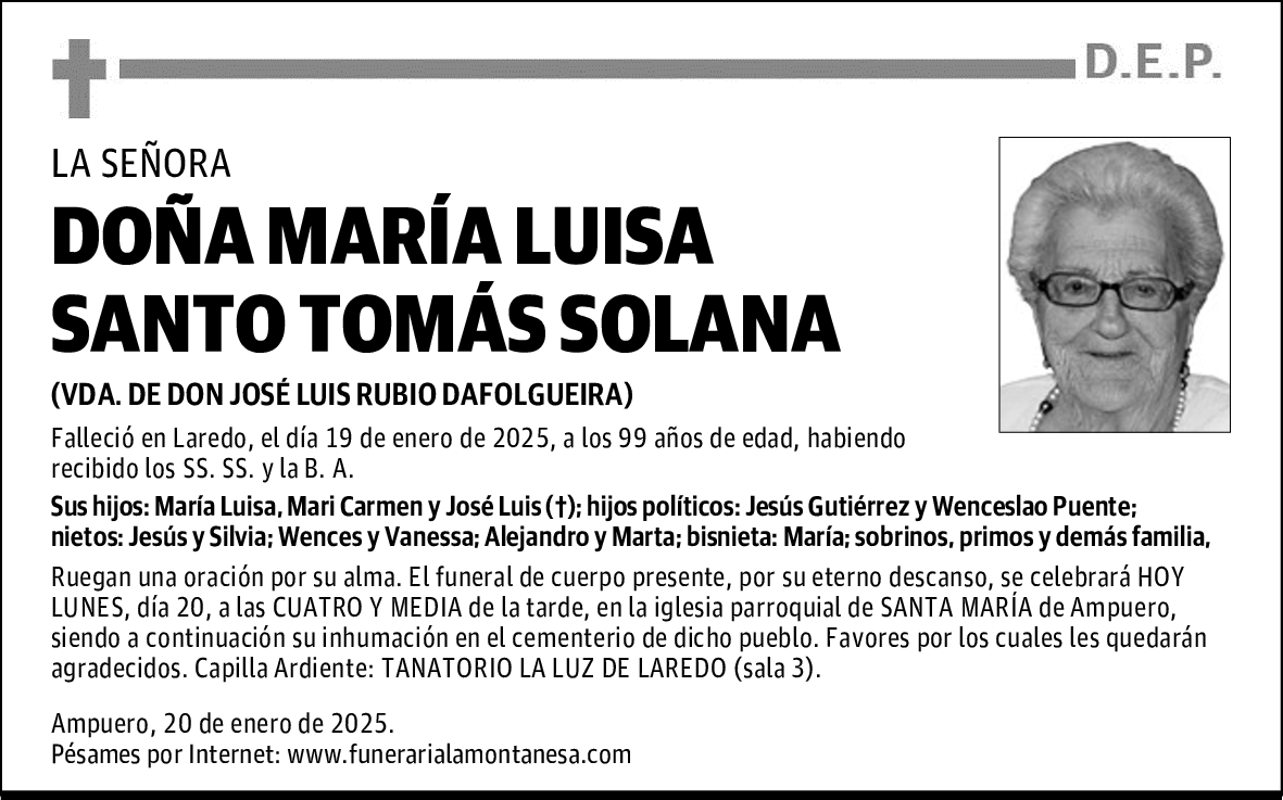 DOÑA MARÍA LUISA SANTO TOMÁS SOLANA