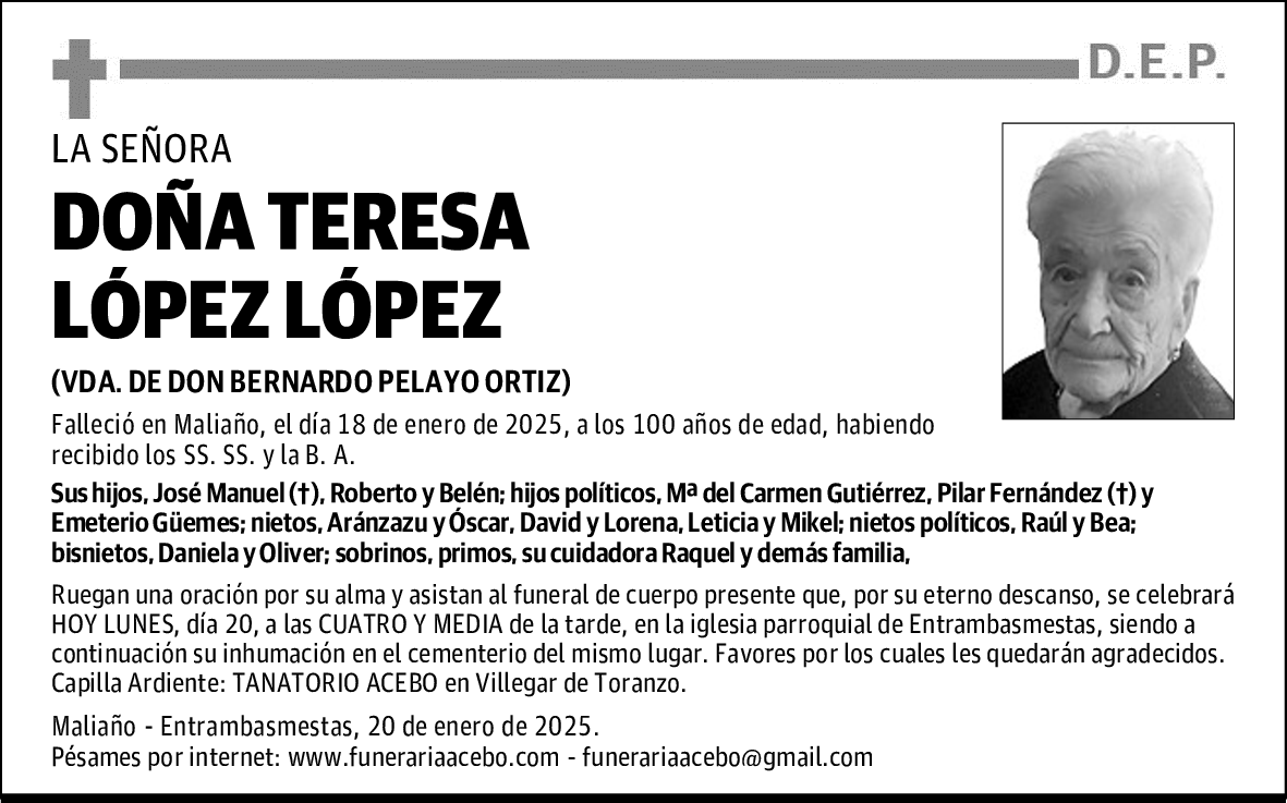 DOÑA TERESA LÓPEZ LÓPEZ