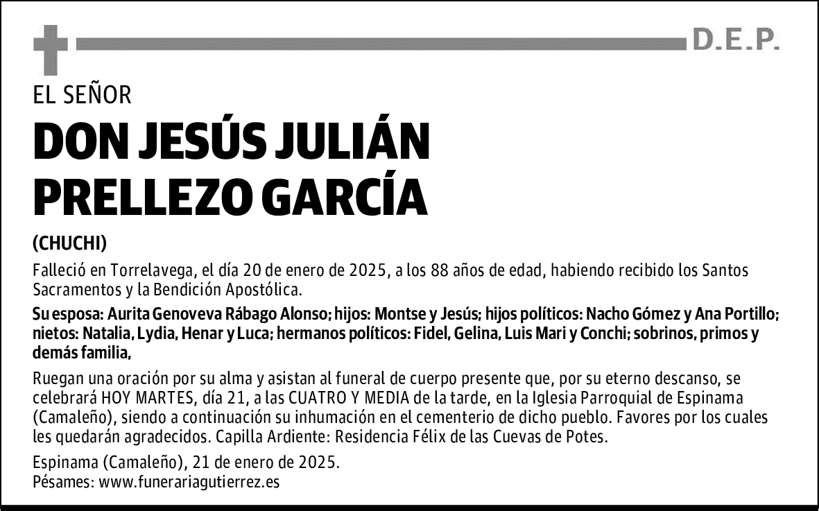 DON JESÚS JULIÁN PRELLEZO GARCÍA