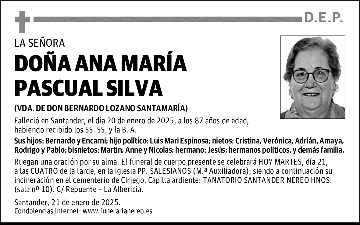 DOÑA ANA MARÍA PASCUAL SILVA