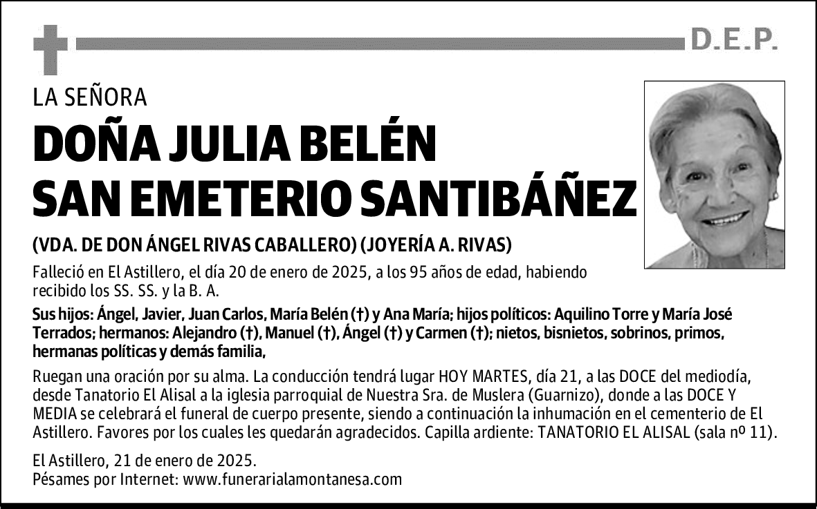 DOÑA JULIA BELÉN SAN EMETERIO SANTIBÁÑEZ