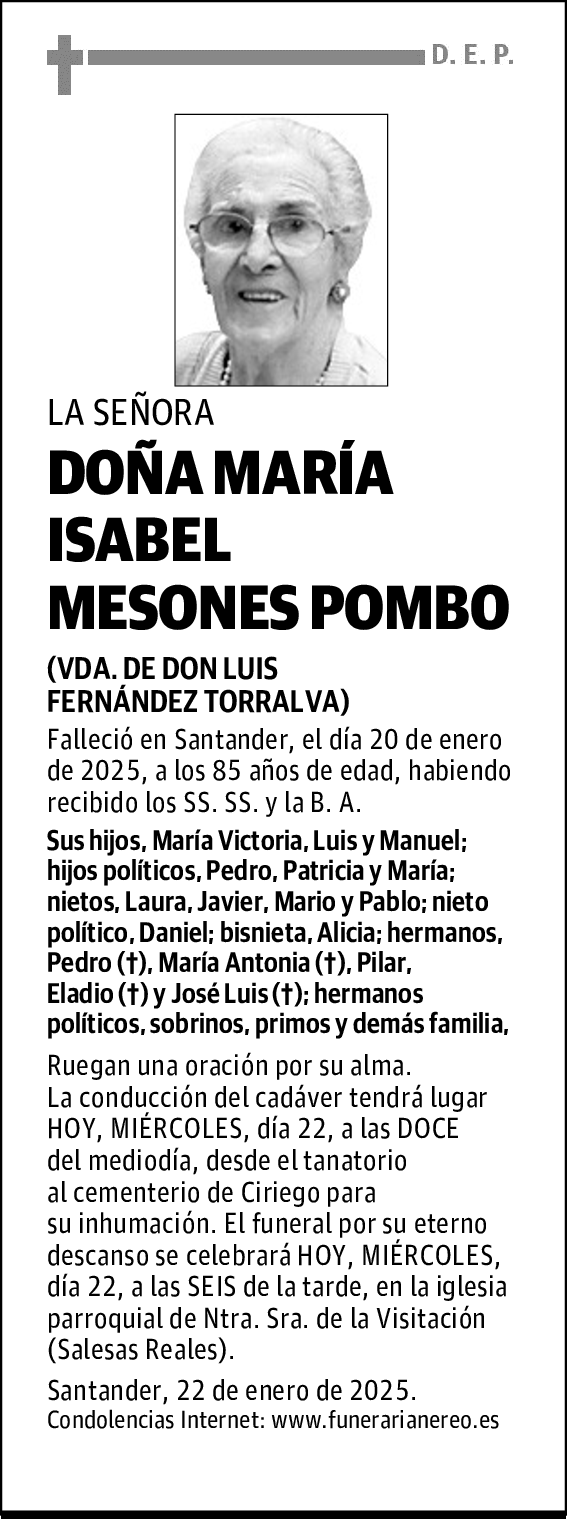 DOÑA MARÍA ISABEL MESONES POMBO