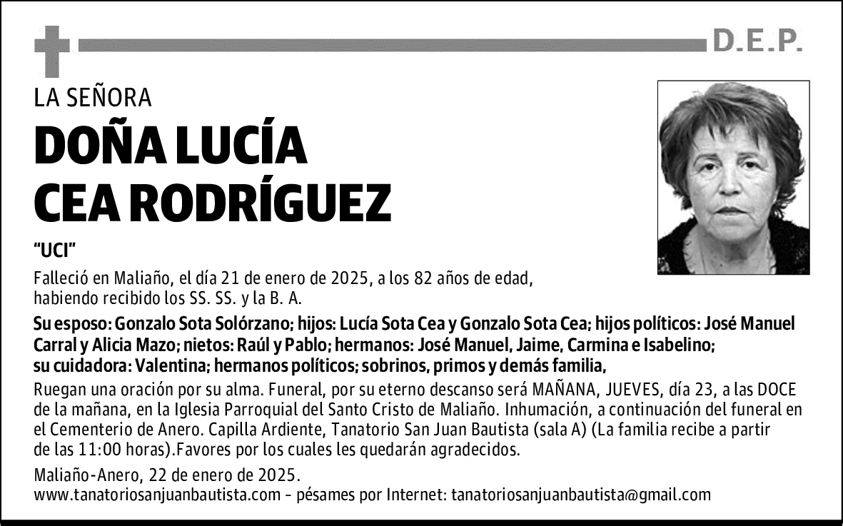 DOÑA LUCÍA CEA RODRÍGUEZ