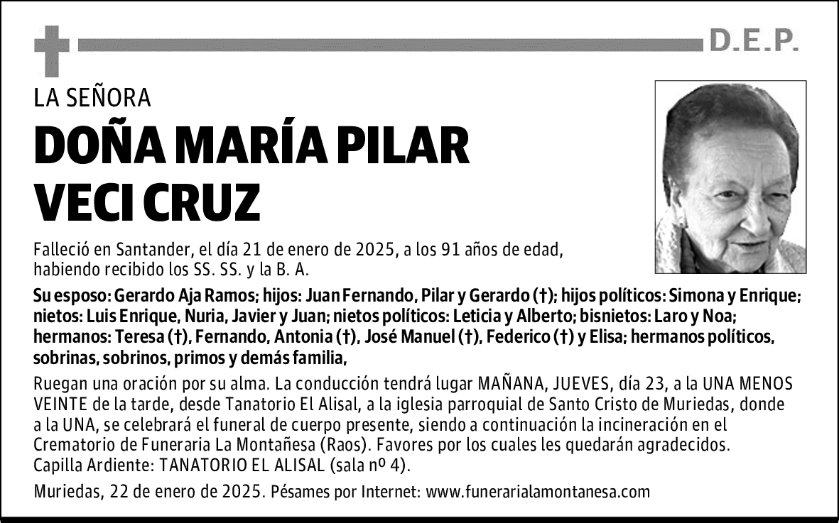 DOÑA MARÍA PILAR VECI CRUZ