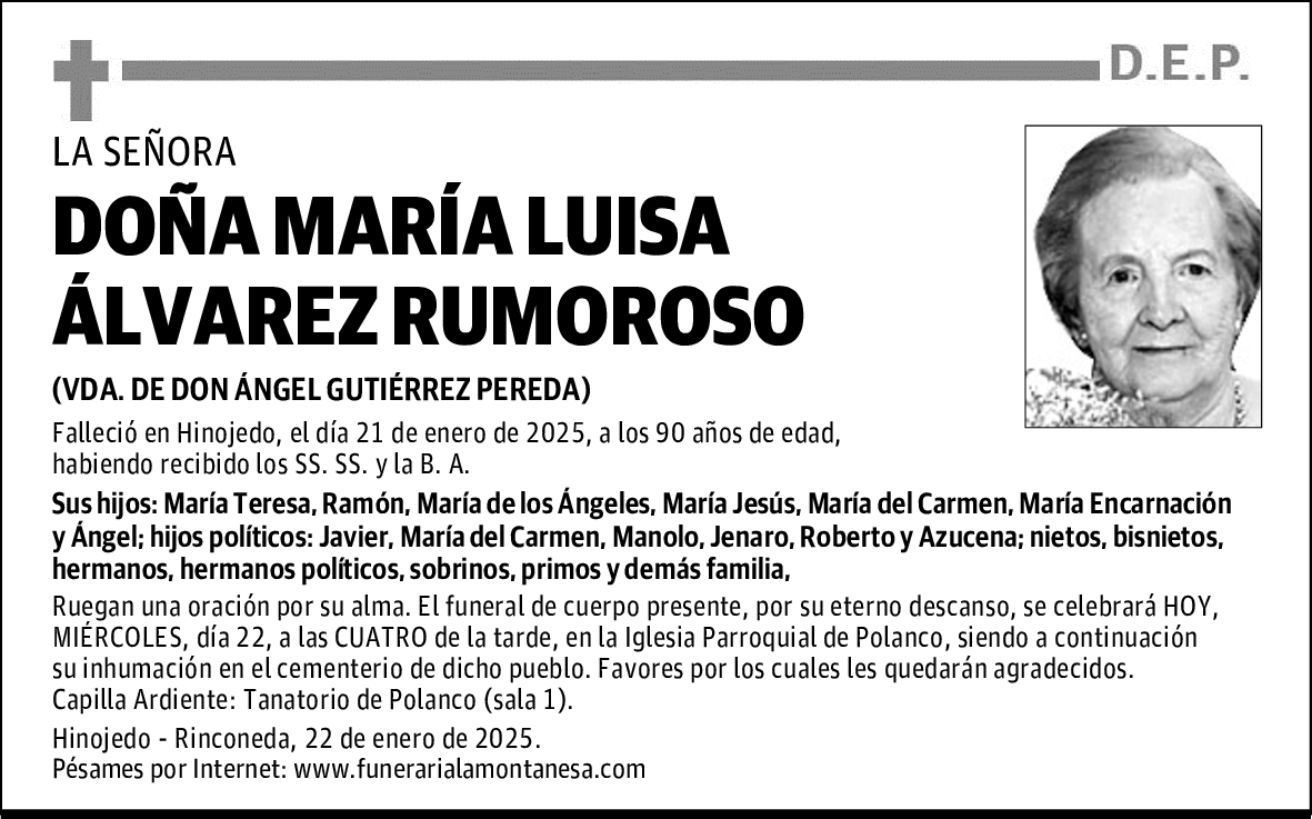 DOÑA MARÍA LUISA ÁLVAREZ RUMOROSO