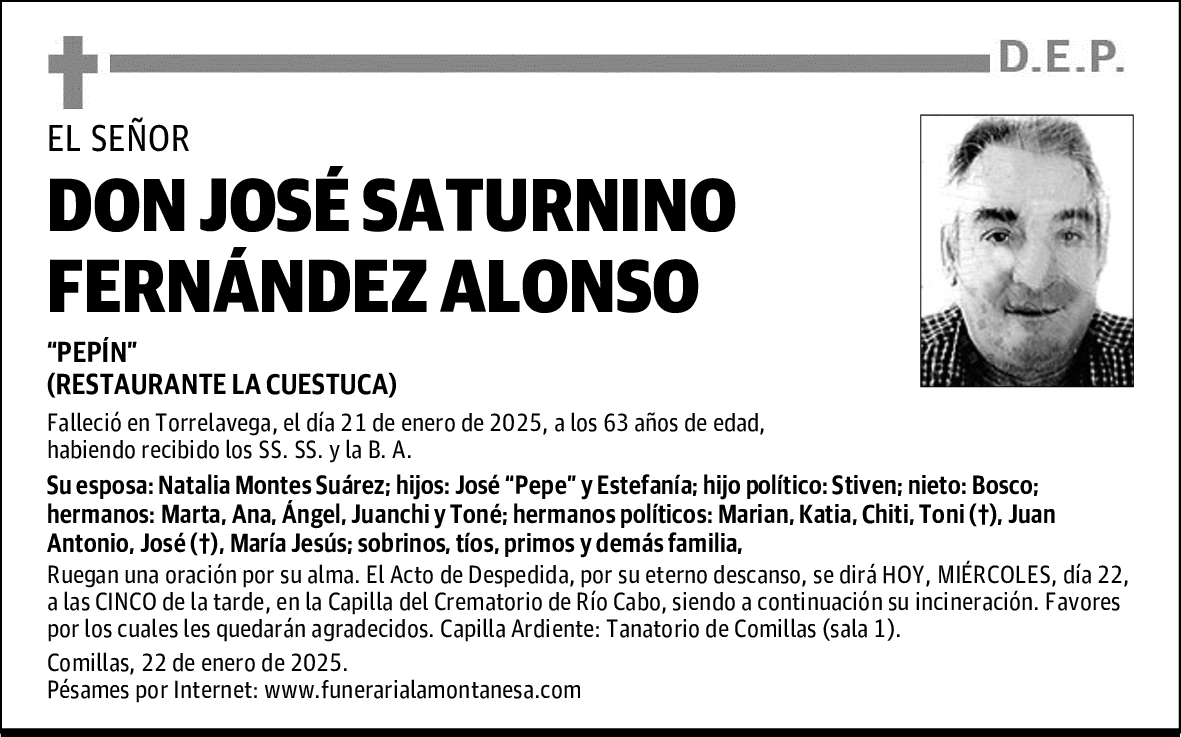 DON JOSÉ SATURNINO FERNÁNDEZ ALONSO