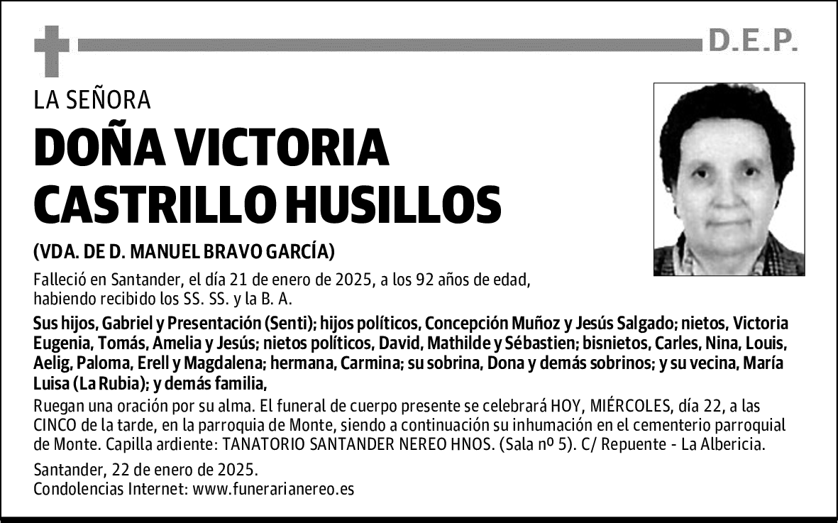 DOÑA VICTORIA CASTRILLO HUSILLOS