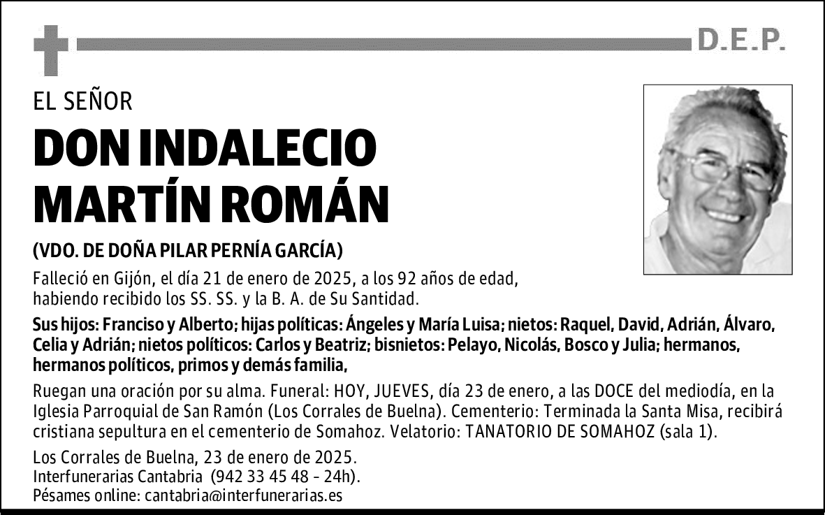 DON INDALECIO MARTÍN ROMÁN