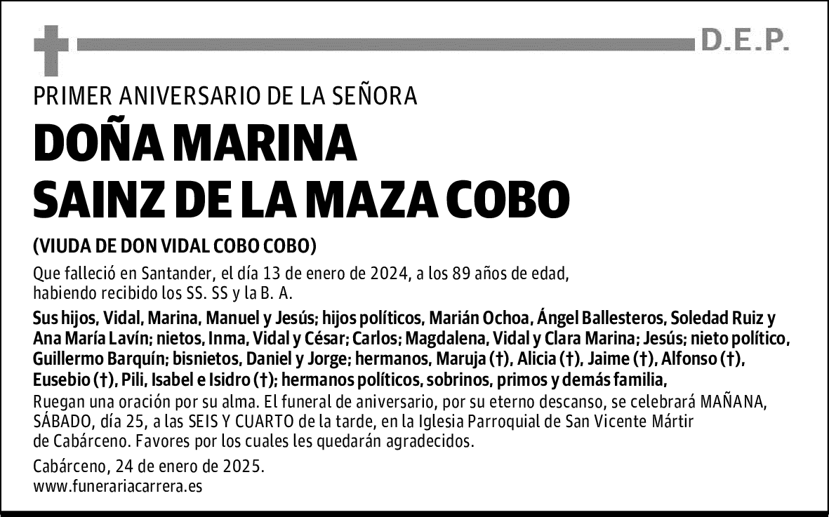 DOÑA MARINA SAINZ DE LA MAZA COBO