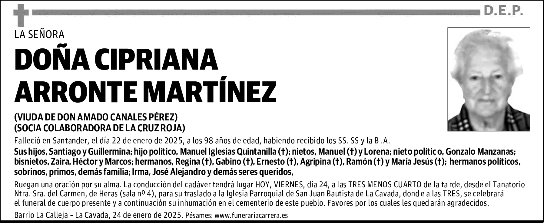 DOÑA CIPRIANA ARRONTE MARTÍNEZ