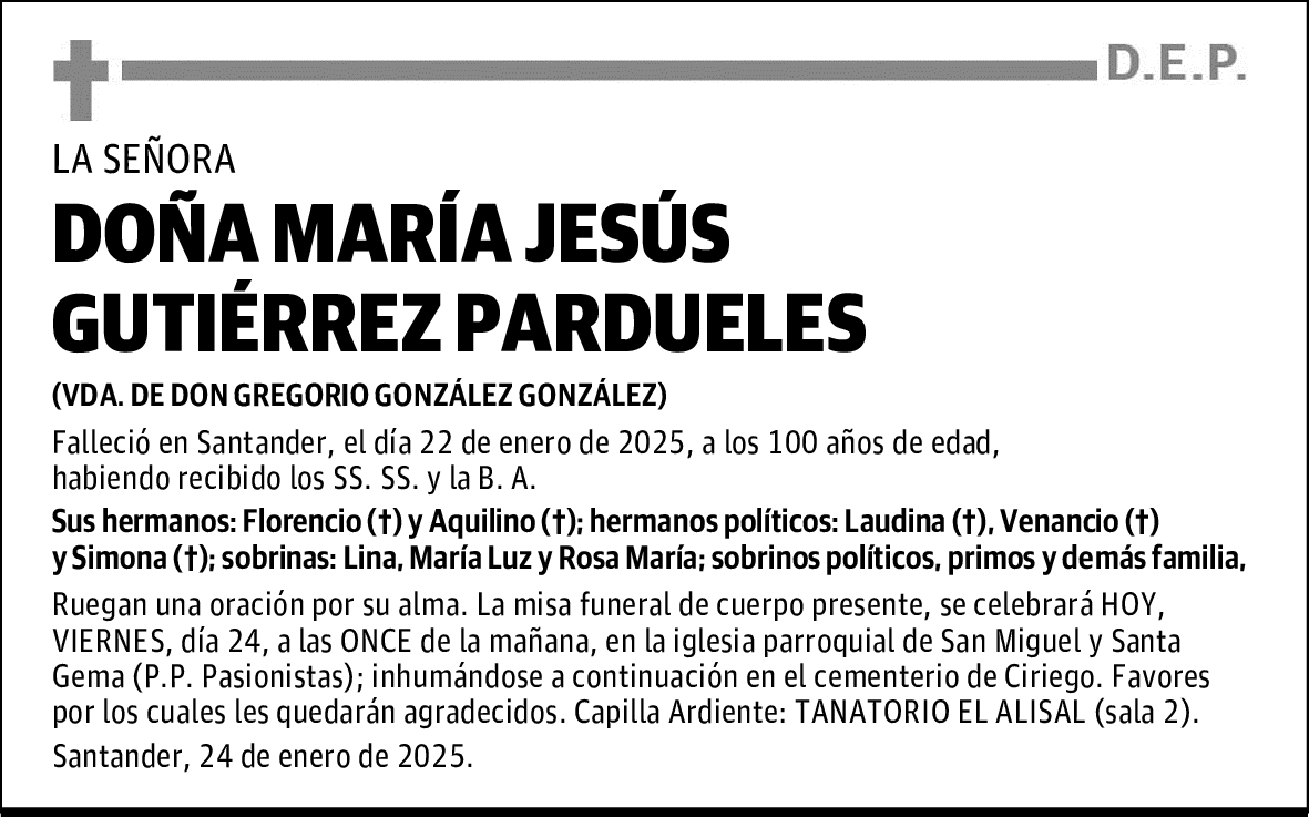 DOÑA MARÍA JESÚS GUTIÉRREZ PARDUELES