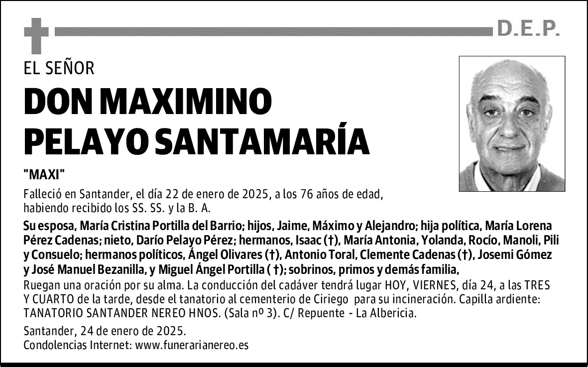 DON MAXIMINO PELAYO SANTAMARÍA