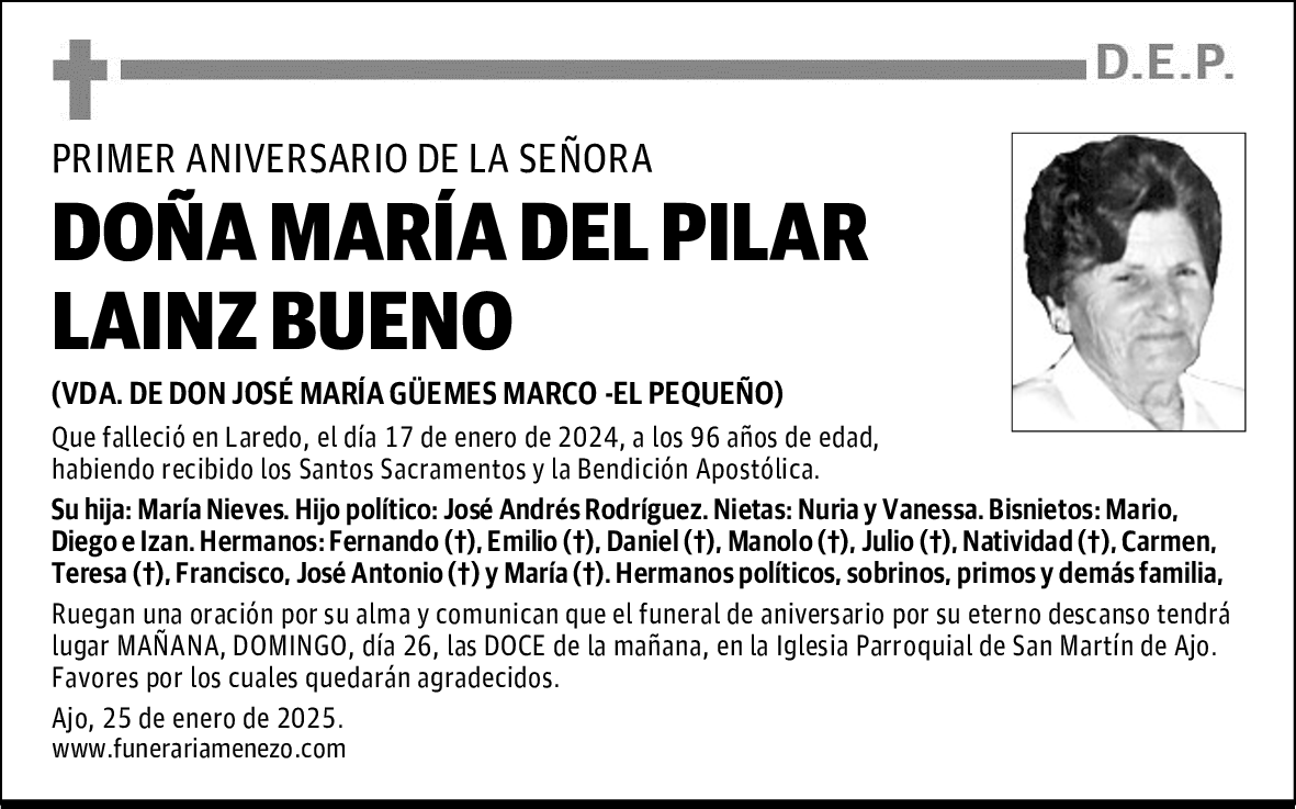 DOÑA MARÍA DEL PILAR LAINZ BUENO