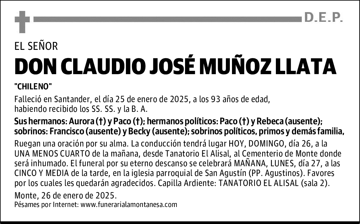 DON CLAUDIO JOSÉ MUÑOZ LLATA