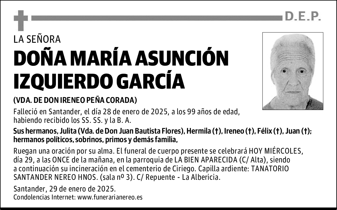 DOÑA MARÍA ASUNCIÓN IZQUIERDO GARCÍA