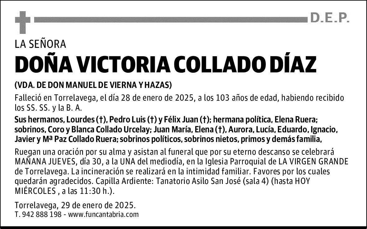 DOÑA VICTORIA COLLADO DÍAZ