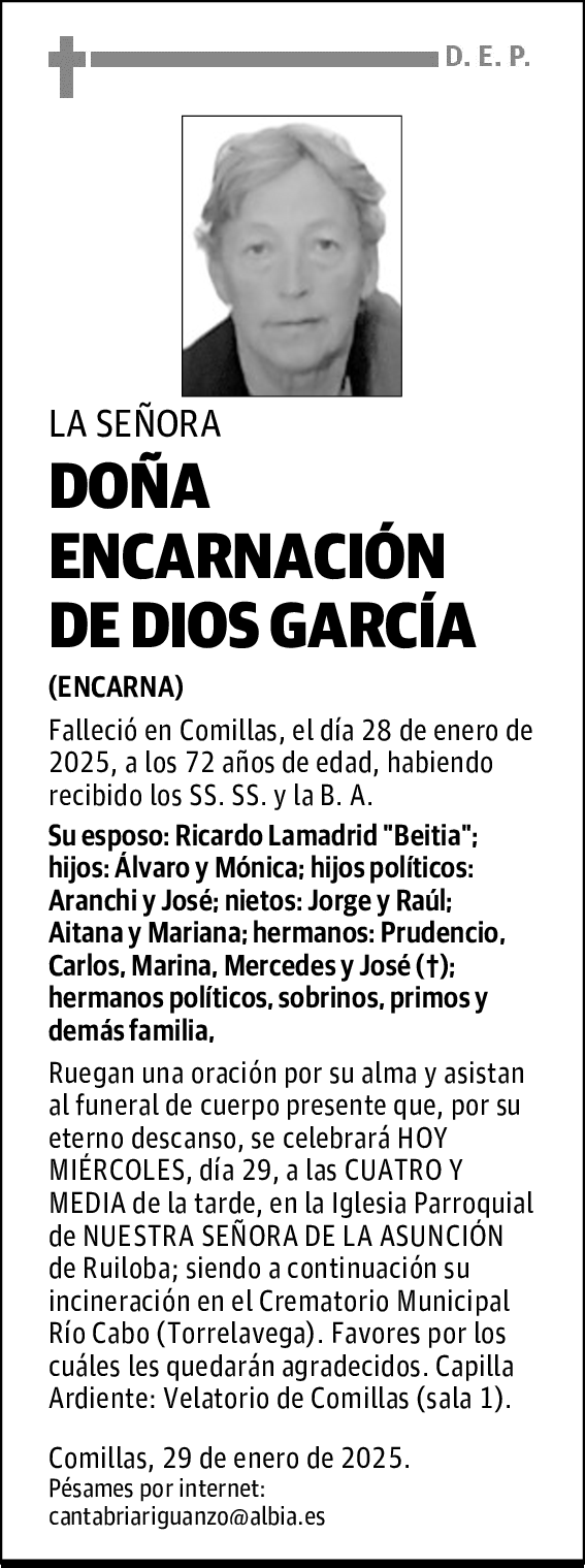 DOÑA ENCARNACIÓN DE DIOS GARCÍA